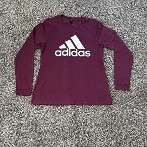 adidas Women's Burgundy Long Sleeve Tee